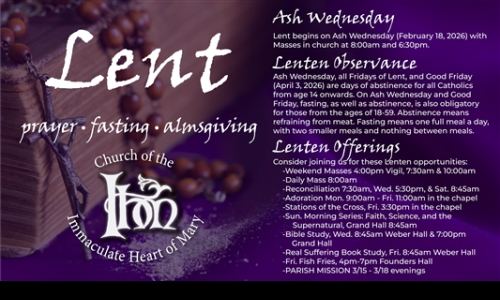 Lent begins on Ash Wednesday 2/18