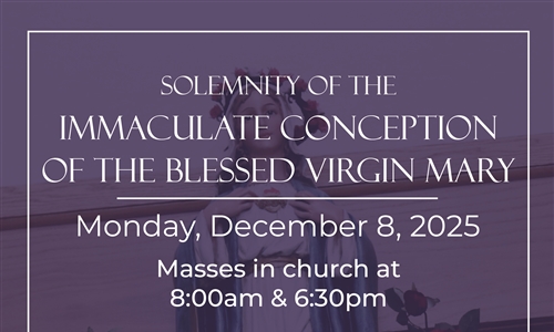 Upcoming Holy Day: Immaculate Conception